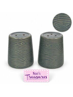 Temptations By Tara WOODLAND Gray Ceramic Texture 2.5" Salt & Pepper Shaker Set